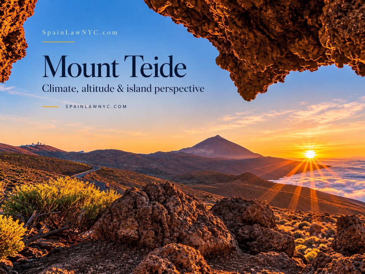 Mount Teide at sunset above Tenerife's volcanic highlands.